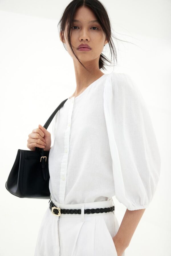 Linen-blend blouse